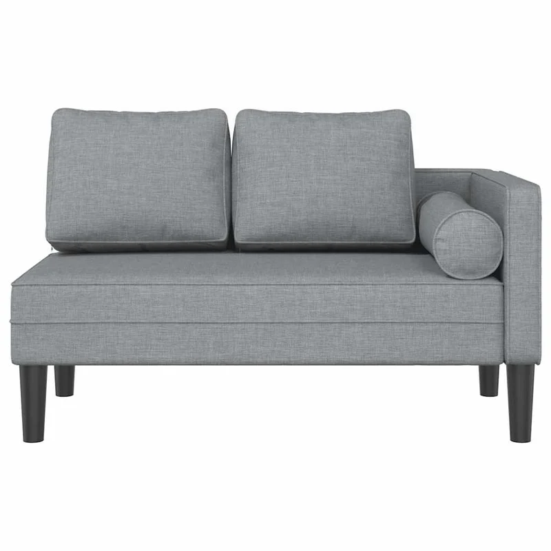 Méridienne chaise longue canapé pour intérieur avec coussins en tissu gris clair DEC026072