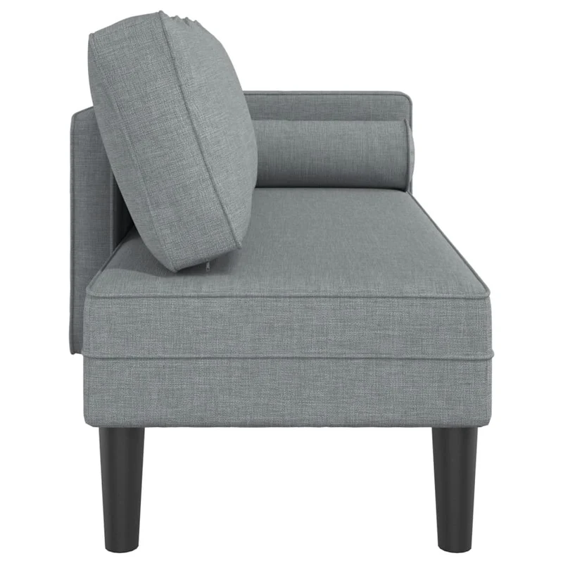 Méridienne chaise longue canapé pour intérieur avec coussins en tissu gris clair DEC026072