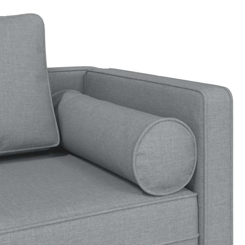 Méridienne chaise longue canapé pour intérieur avec coussins en tissu gris clair DEC026072