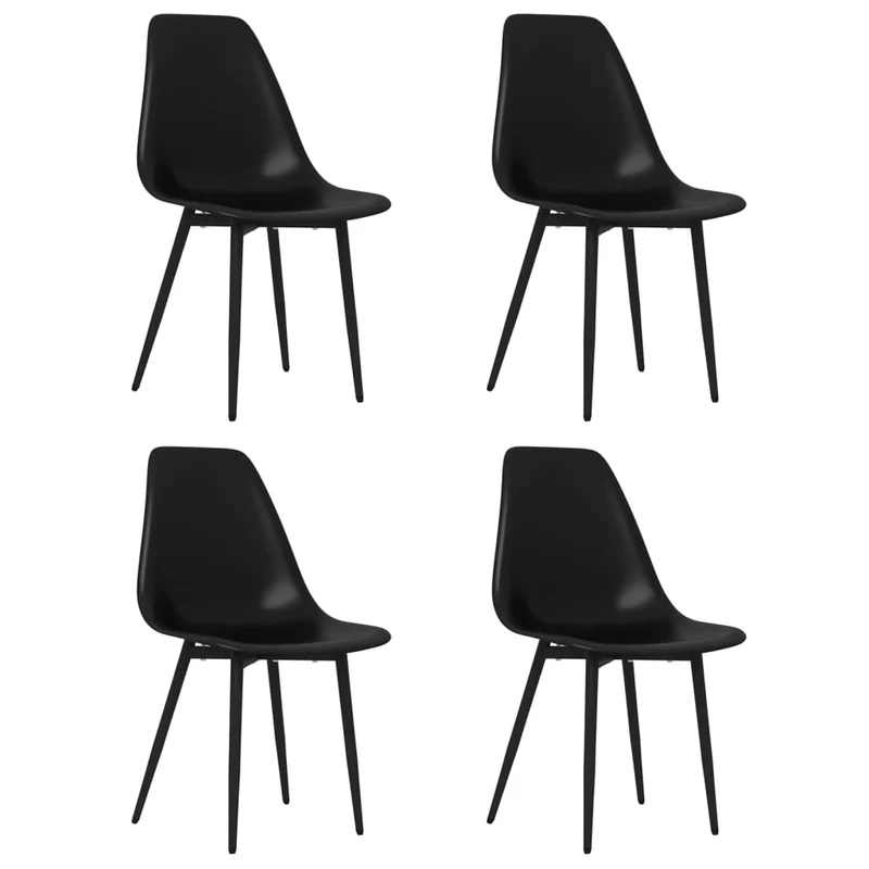 Lot de 4 chaises de salle à manger design simple en polypropylène noir et métal DEC025641