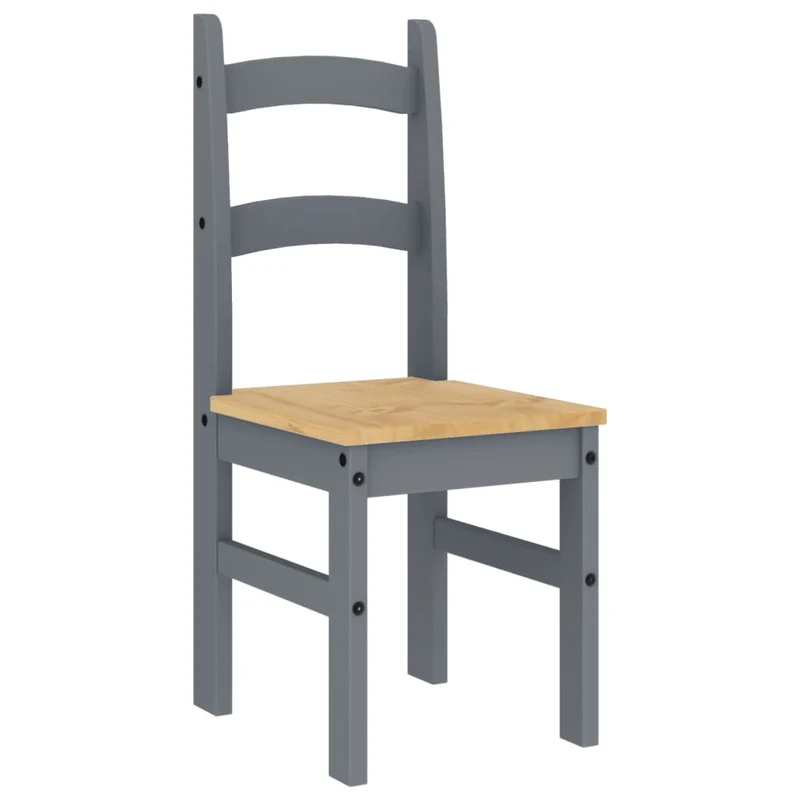 Set de 2 chaises de salle à manger design rustique 40 x 46 x 99 cm en bois de pin gris DEC025510