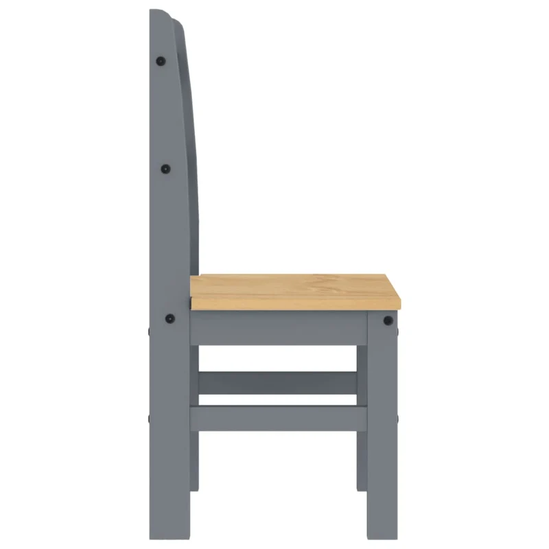 Set de 2 chaises de salle à manger design rustique 40 x 46 x 99 cm en bois de pin gris DEC025510