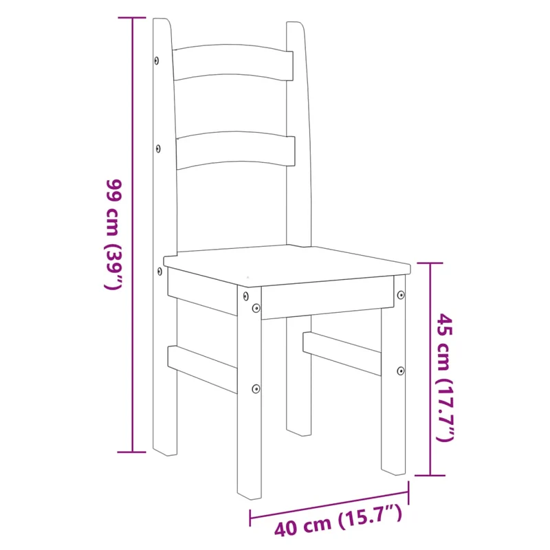 Set de 2 chaises de salle à manger design rustique 40 x 46 x 99 cm en bois de pin gris DEC025510
