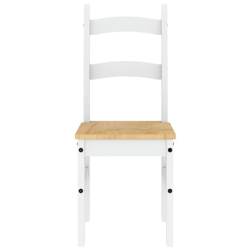 Set de 2 chaises de salle à manger design rustique 40 x 46 x 99 cm en bois de pin blanc DEC025474
