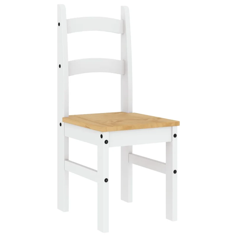 Set de 2 chaises de salle à manger design rustique 40 x 46 x 99 cm en bois de pin blanc DEC025474