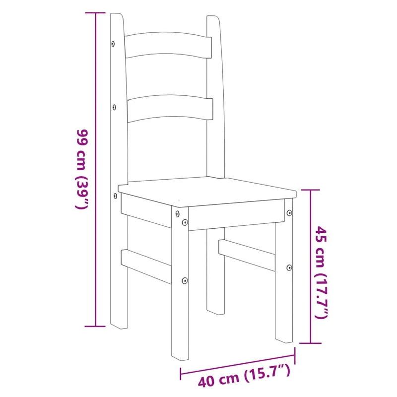 Set de 2 chaises de salle à manger design rustique 40 x 46 x 99 cm en bois de pin blanc DEC025474