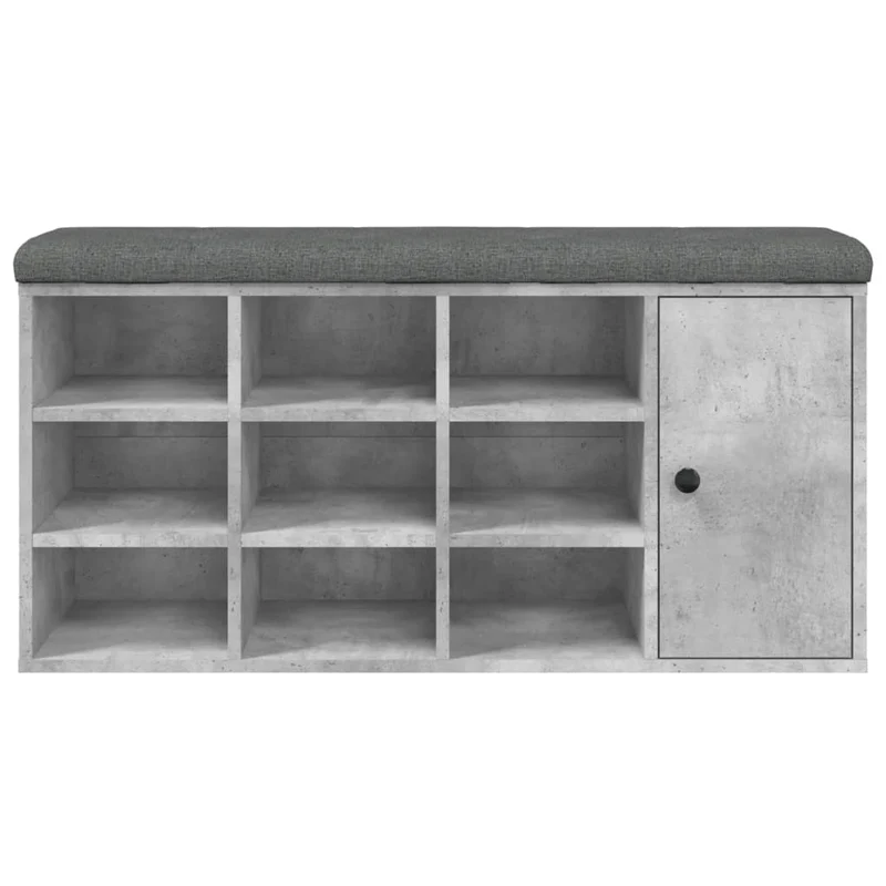 Banc de rangement à chaussures couleur gris béton 102 x 32 x 50 cm bois d'ingénierie gris DEC024902