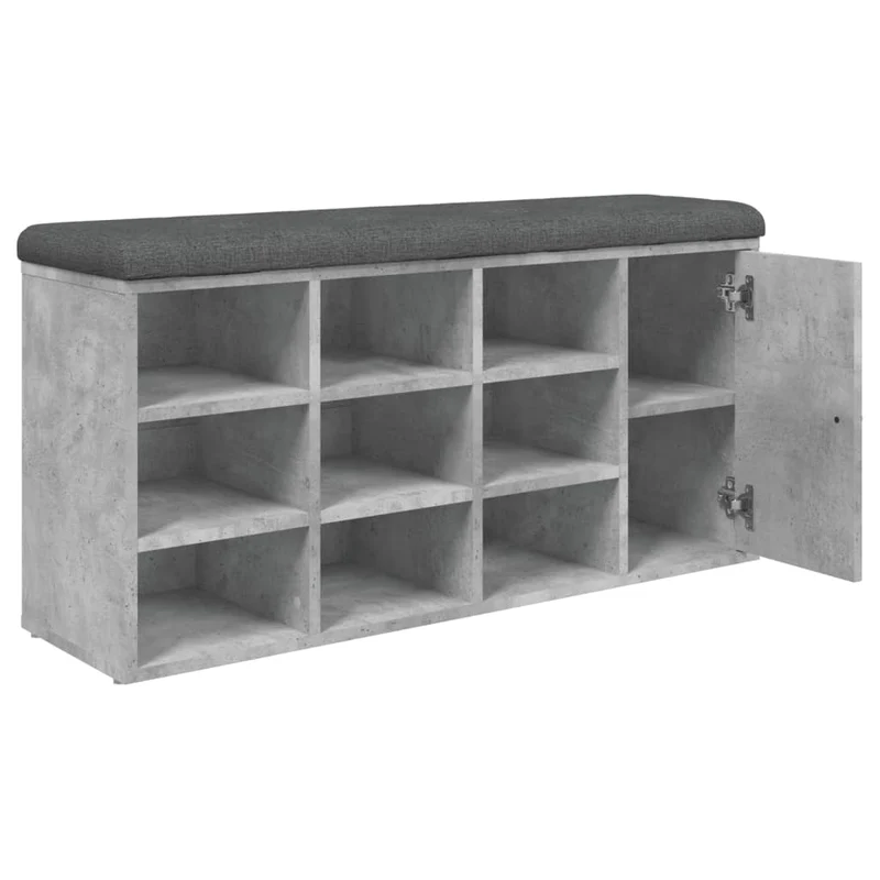 Banc de rangement à chaussures couleur gris béton 102 x 32 x 50 cm bois d'ingénierie gris DEC024902