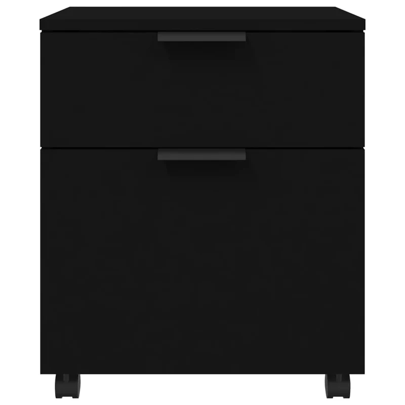 Caissons à tiroirs meuble de bureau mobile sur roulettes 45 x 38 x 54 cm en bois d'ingénierie noir DEC024565