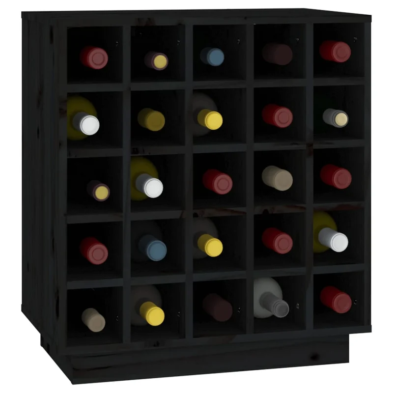 Armoire à vin jusqu'à 25 bouteilles de vin 55,5 x 34 x 61 cm en bois de pin noir DEC024436