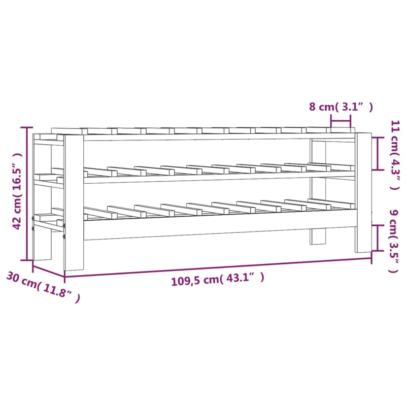 Casier range bouteilles étagère de rangement jusqu'à 30 bouteilles de vin 109,5 x 30 x 42 cm en bois de pin DEC024351