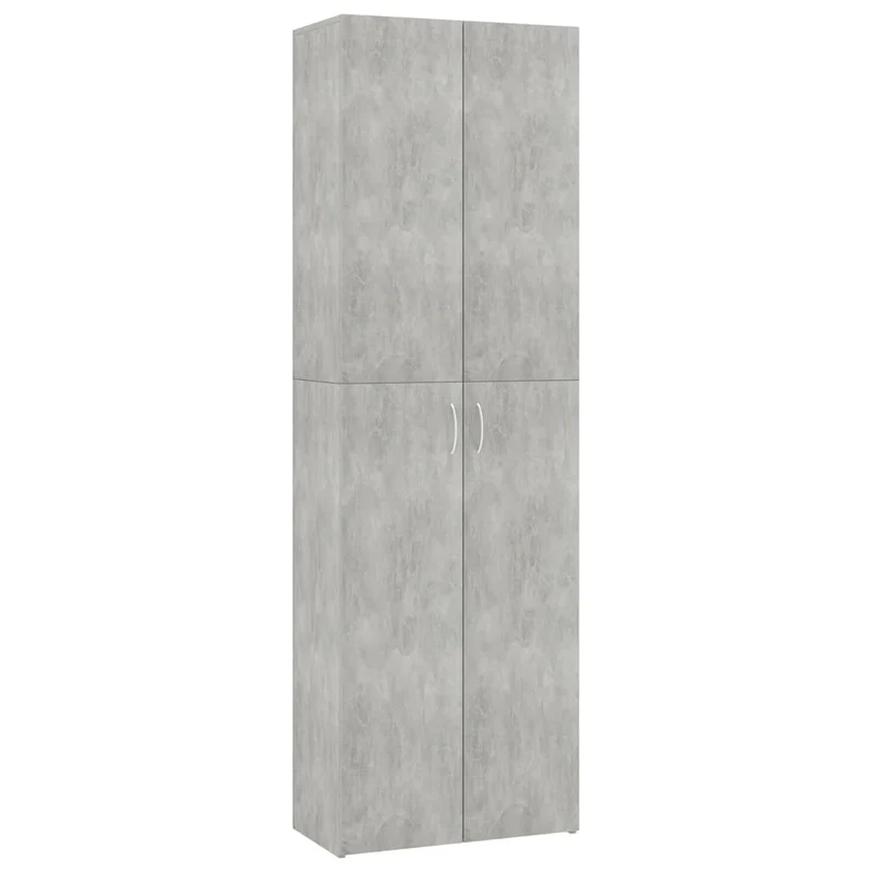 Meuble de bureau armoire de rangement 5 étagères avec deux portes couleur gris béton 60 x 32 x 190 cm bois d'ingénierie gris DEC024465