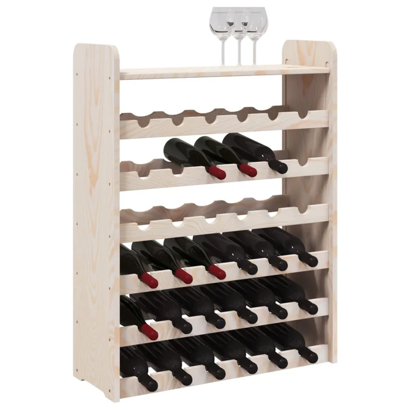Casier range bouteilles étagère de rangement jusqu'à 36 bouteilles de vin et panneau supérieur 67,5 x 25 x 87 cm bois pin brun DEC024367