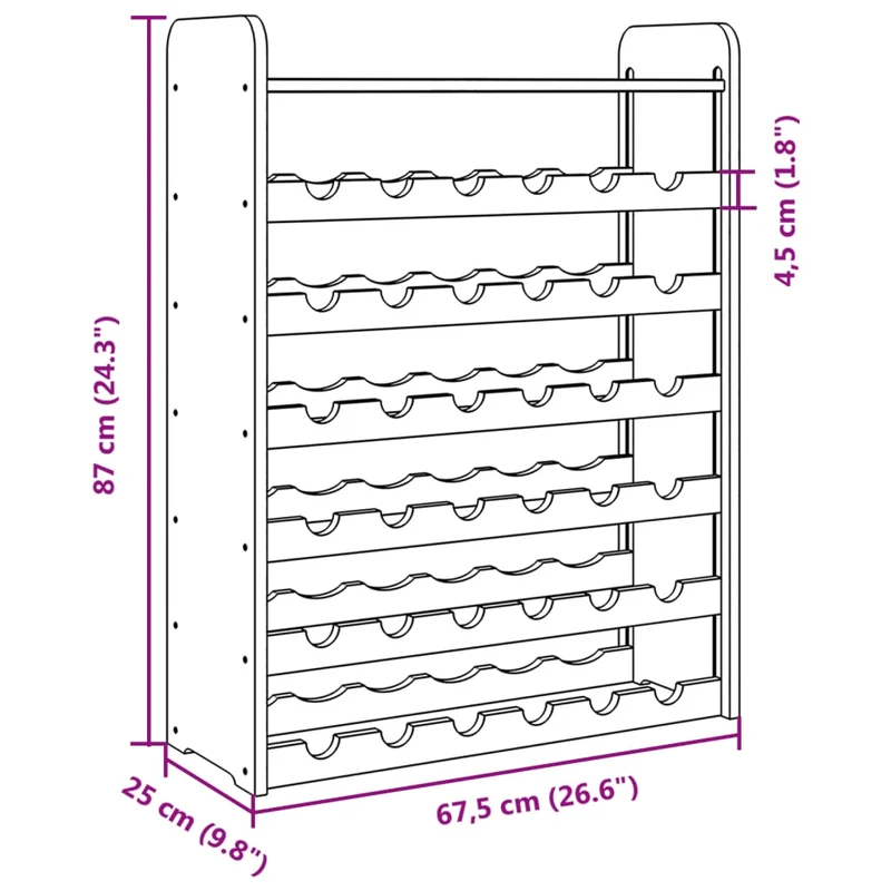 Casier range bouteilles étagère de rangement jusqu'à 36 bouteilles de vin et panneau supérieur 67,5 x 25 x 87 cm bois pin brun DEC024367