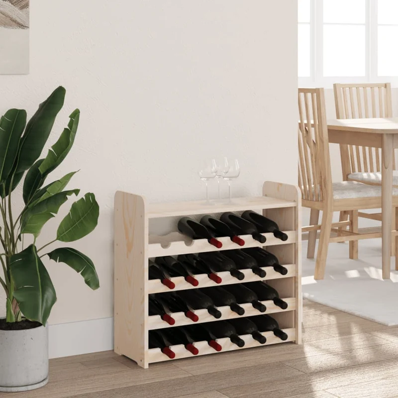 Casier range bouteilles étagère de rangement jusqu'à 24 bouteilles de vin 67,5 x 25 x 60 cm bois pin DEC024366