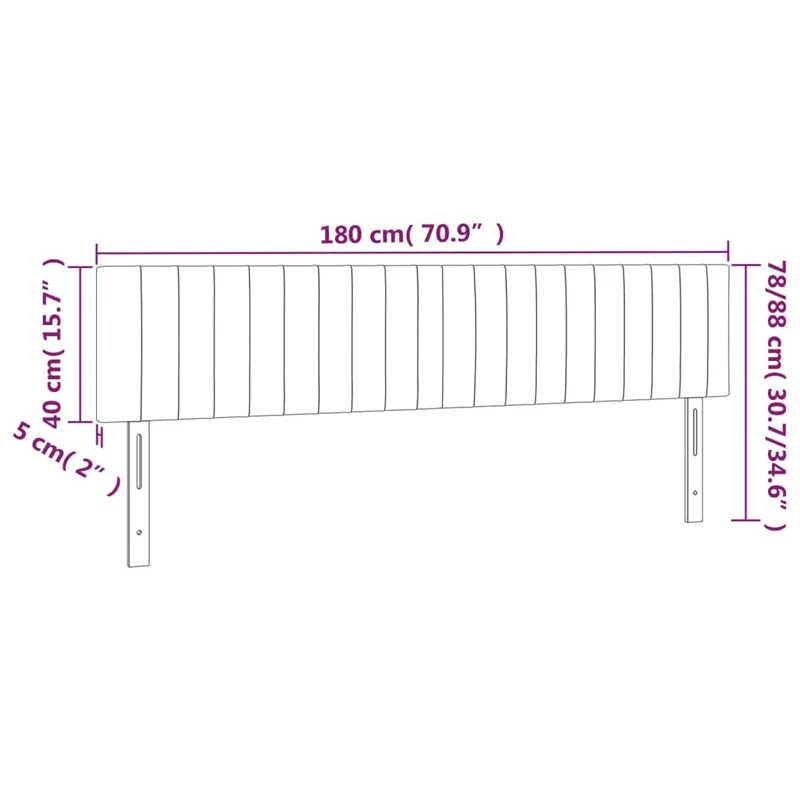 Tête de lit accessoire couchage chambre à coucher meuble à LED 180 x 5 x 78/88 cm tissu gris clair TDL0201343
