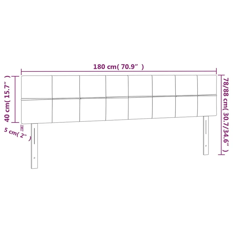Tête de lit accessoire couchage chambre à coucher meuble à LED 180 x 5 x 78/88 cm tissu velours gris clair TDL0201341