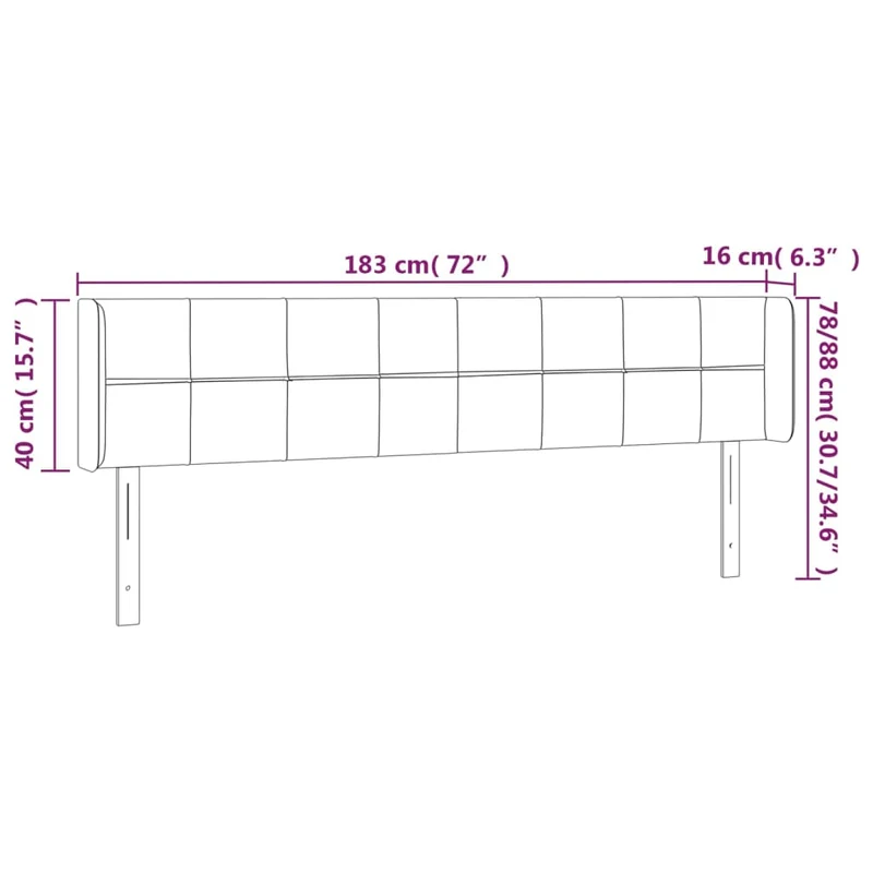 Tête de lit accessoire couchage chambre à coucher meuble à LED 183 x 16 x 78/88 cm tissu velours gris clair TDL0201332
