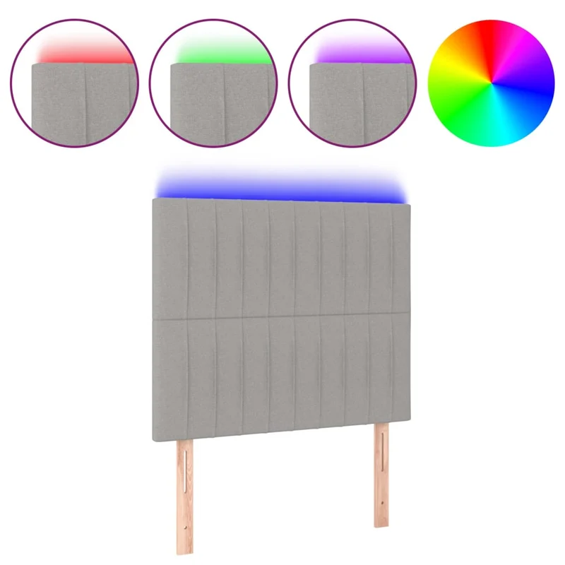 Tête de lit accessoire couchage chambre à coucher meuble à LED 90 x 5 x 118/128 cm tissu gris clair TDL0201243