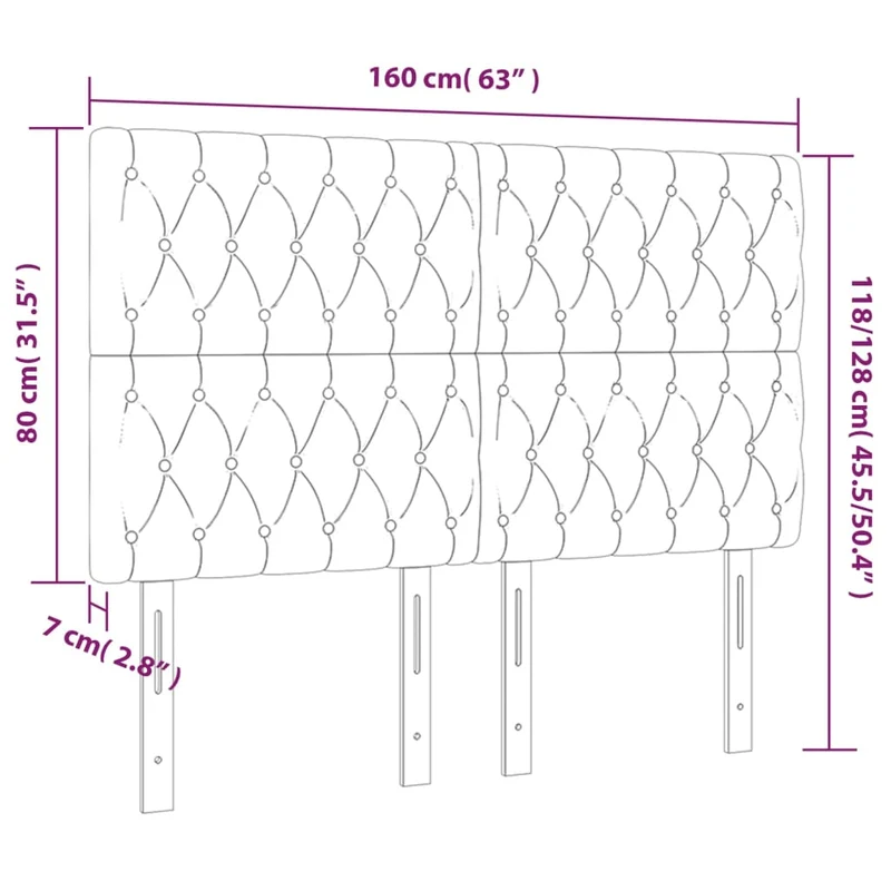 Tête de lit accessoire couchage chambre à coucher meuble à LED 160 x 7 x 118/128 cm tissu gris foncé TDL0201115