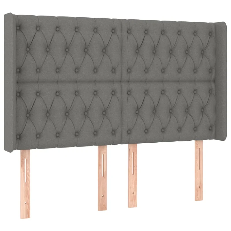 Tête de lit accessoire couchage chambre à coucher meuble à LED 163 x 16 x 118/128 cm tissu gris foncé TDL0201112