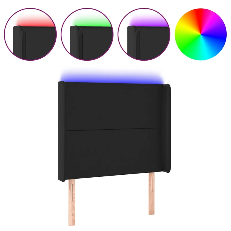 Tête de lit accessoire couchage chambre à coucher meuble à LED 103 x 16 x 118/128 cm synthétique noir TDL0200741