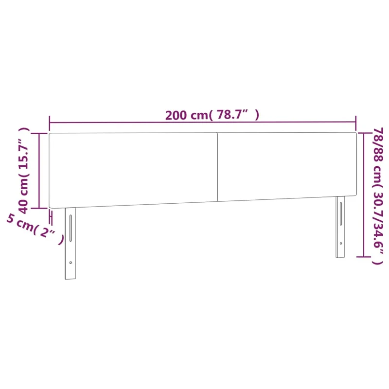 Tête de lit accessoire couchage chambre à coucher meuble à LED 200 x 5 x 78/88 cm synthétique noir TDL0200626
