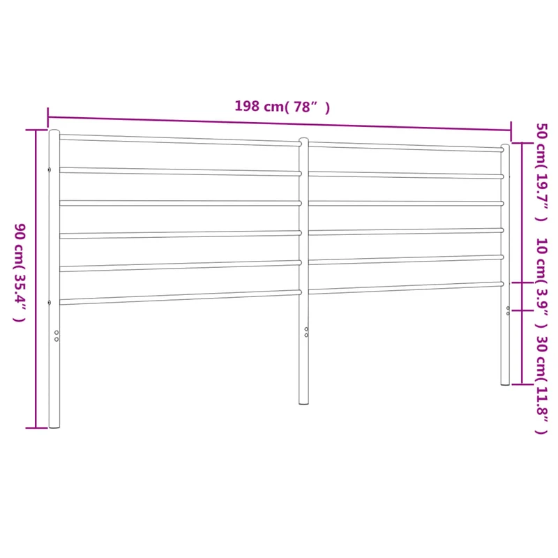 Tête de lit accessoire couchage chambre à coucher meuble 193 cm métal blanc TDL0202465