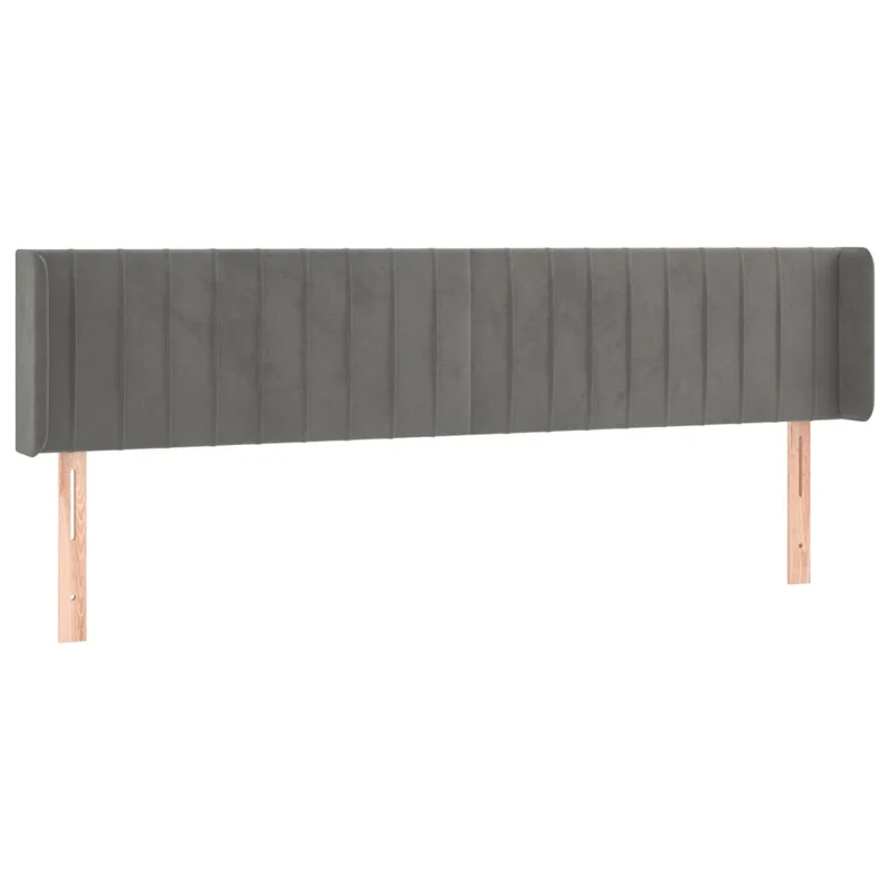 Tête de lit accessoire couchage chambre à coucher meuble à LED 203 x 16 x 78/88 cm tissu velours gris clair TDL0201287