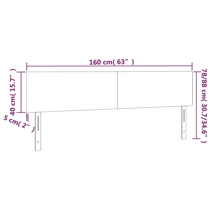Tête de lit accessoire couchage chambre à coucher meuble à LED 160 x 5 x 78/88 cm synthétique noir TDL0200674