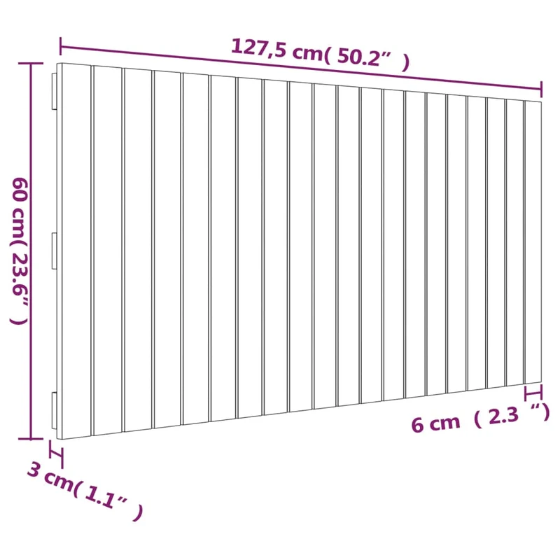 Tête de lit accessoire couchage chambre à coucher meuble murale style palette 127,5 x 3 x 60 cm bois massif de pin TDL0202785