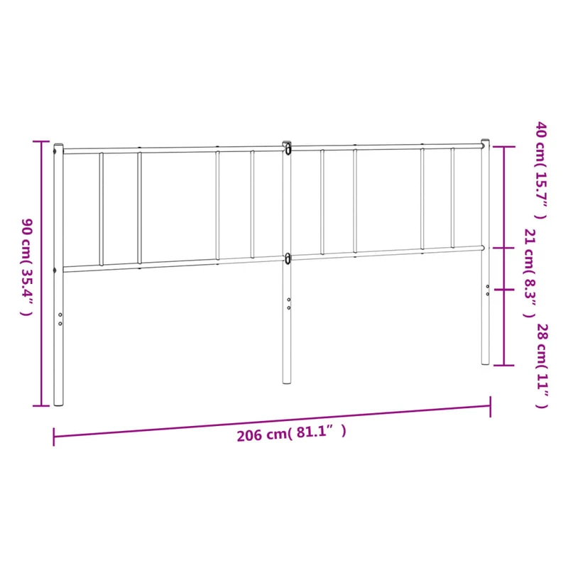 Tête de lit accessoire couchage chambre à coucher meuble 200 cm métal noir TDL0202415