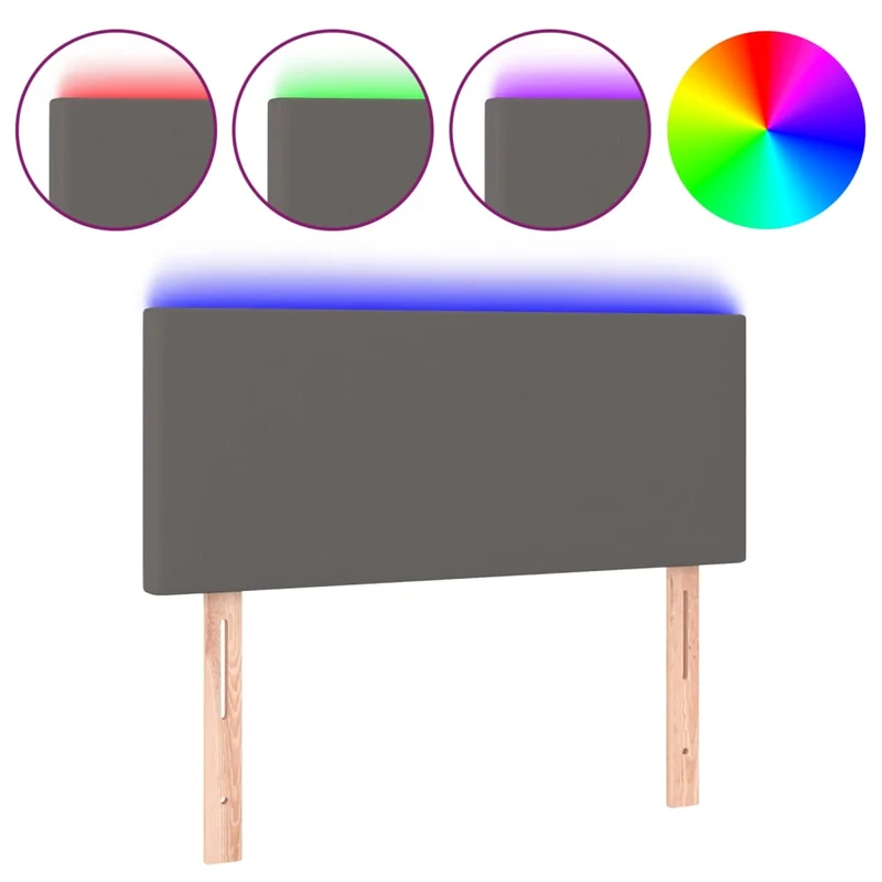 Tête de lit accessoire couchage chambre à coucher meuble à LED 100 x 5 x 78/88 cm synthétique gris TDL0201510
