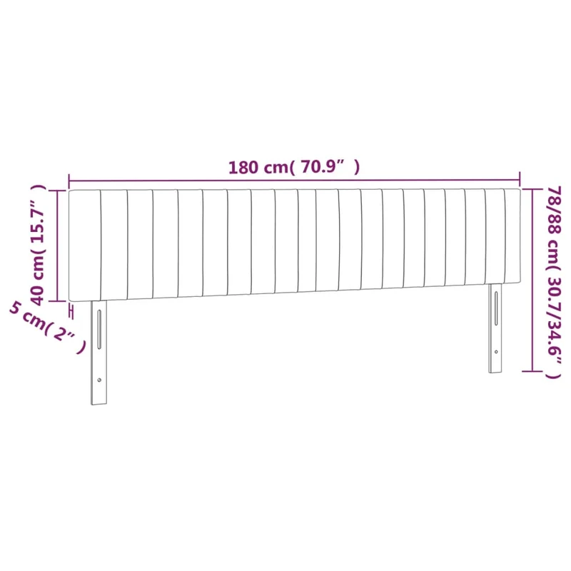 Tête de lit accessoire couchage chambre à coucher meuble à LED 180 x 5 x 78/88 cm tissu gris foncé TDL0201102