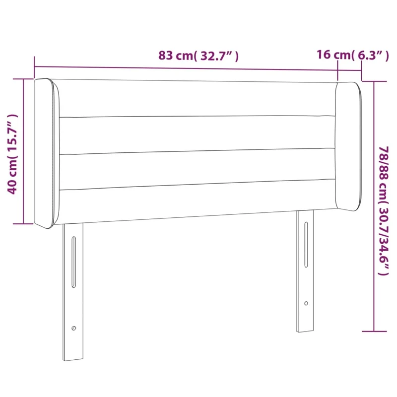 Tête de lit accessoire couchage chambre à coucher meuble à LED 83 x 16 x 78/88 cm tissu gris foncé TDL0201020