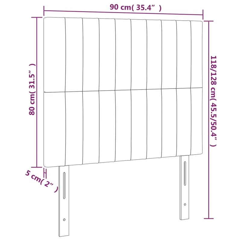 Tête de lit accessoire couchage chambre à coucher meuble à LED 90 x 5 x 118/128 cm tissu gris foncé TDL0201006