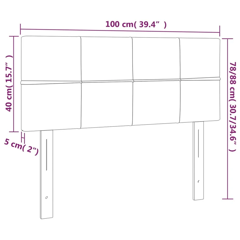 Tête de lit accessoire couchage chambre à coucher meuble 100 x 5 x 78/88 cm tissu noir TDL0202392