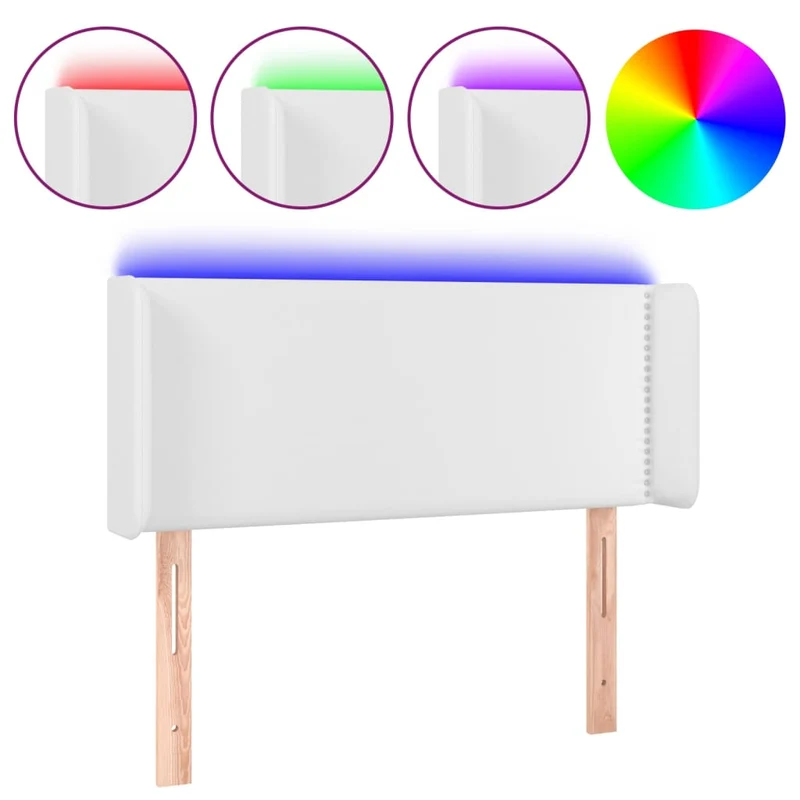 Tête de lit accessoire couchage chambre à coucher meuble à LED 103 x 16 x 78/88 cm synthétique blanc TDL0201945