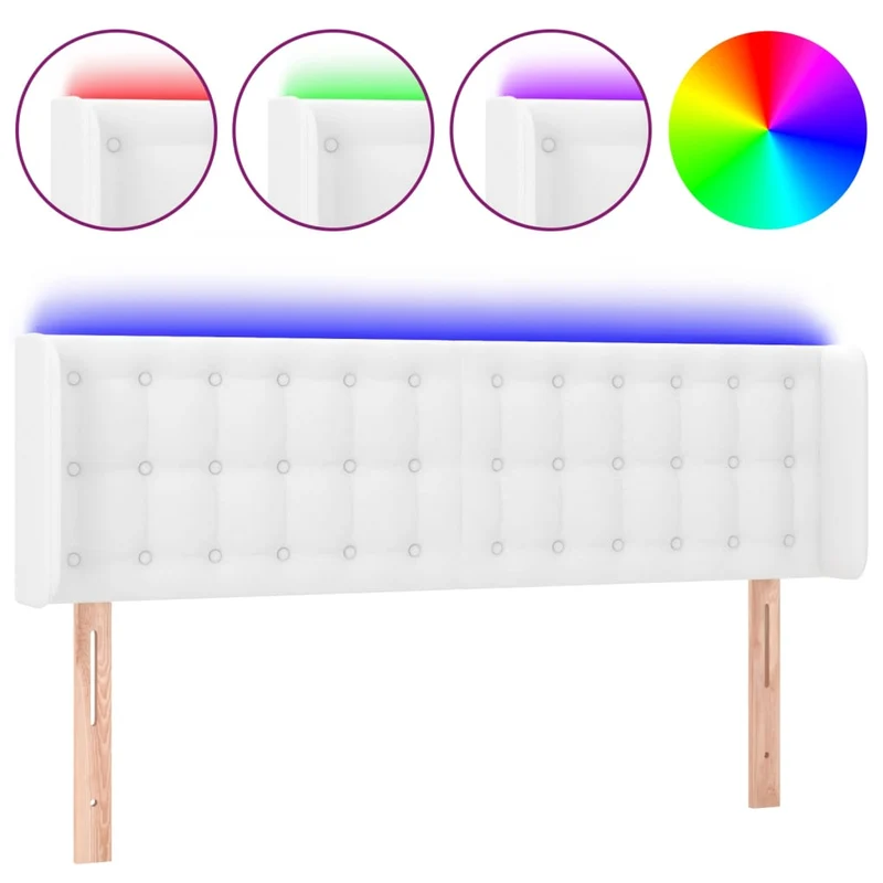 Tête de lit accessoire couchage chambre à coucher meuble à LED 147 x 16 x 78/88 cm synthétique blanc TDL0201943