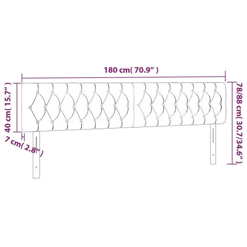 Tête de lit accessoire couchage chambre à coucher meuble à LED 180 x 7 x 78/88 cm tissu gris clair TDL0201339