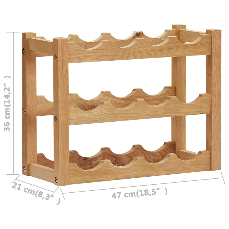 Casier range bouteilles étagère de rangement vin 12 bouteilles 47 x 21 x 36 cm bois de chêne brun DEC024262