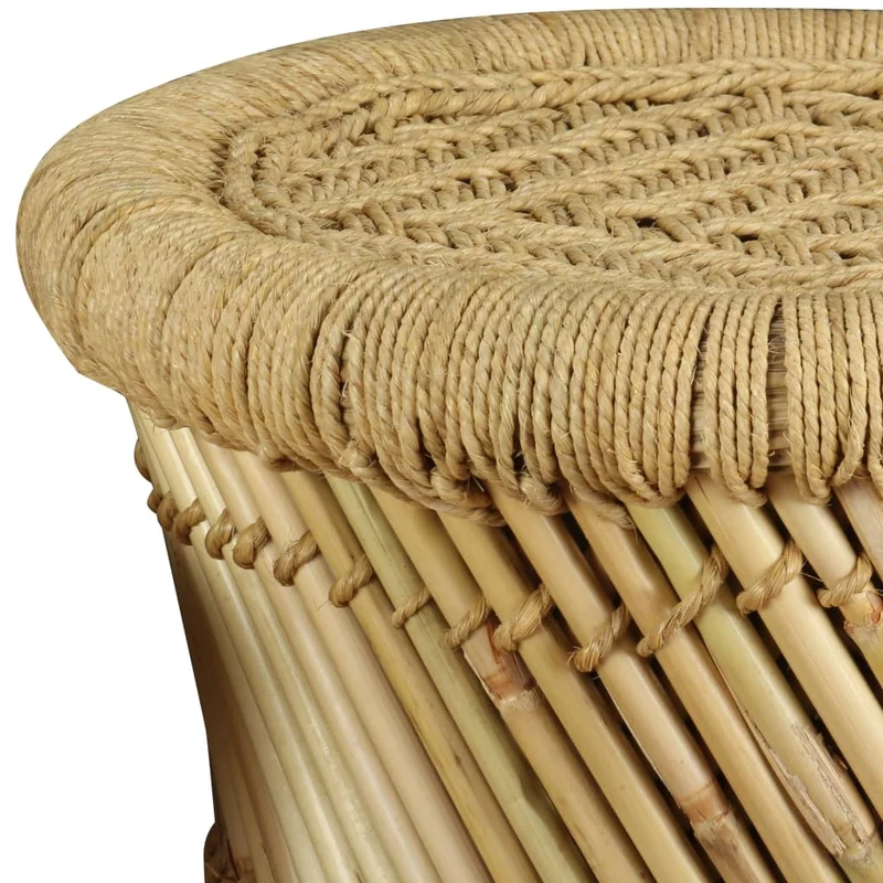 Lot de 2 tabouret assise poufs design rustique tissé en bambou et jute brun DEC026402