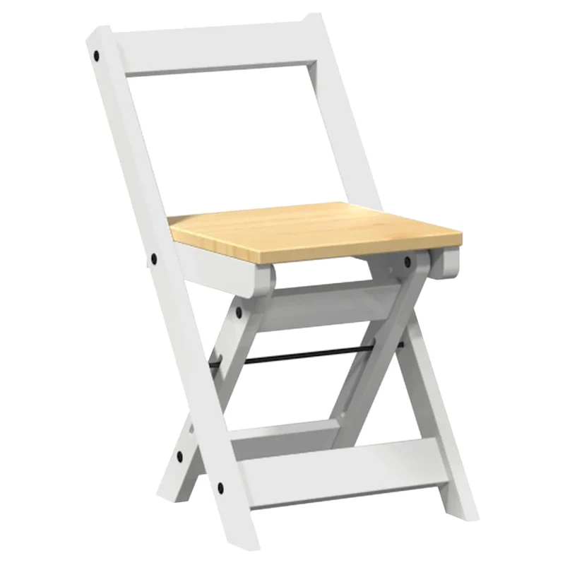 Lot de 4 chaises de cuisine ou salle à manger pliables en bois de pin et MDF blanc DEC026288