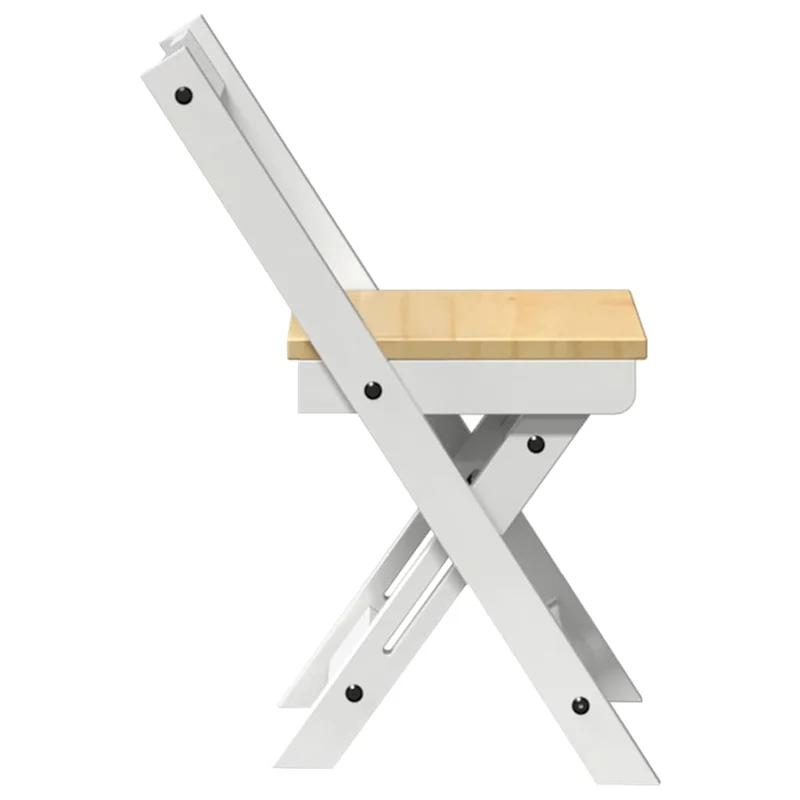 Lot de 4 chaises de cuisine ou salle à manger pliables en bois de pin et MDF blanc DEC026288