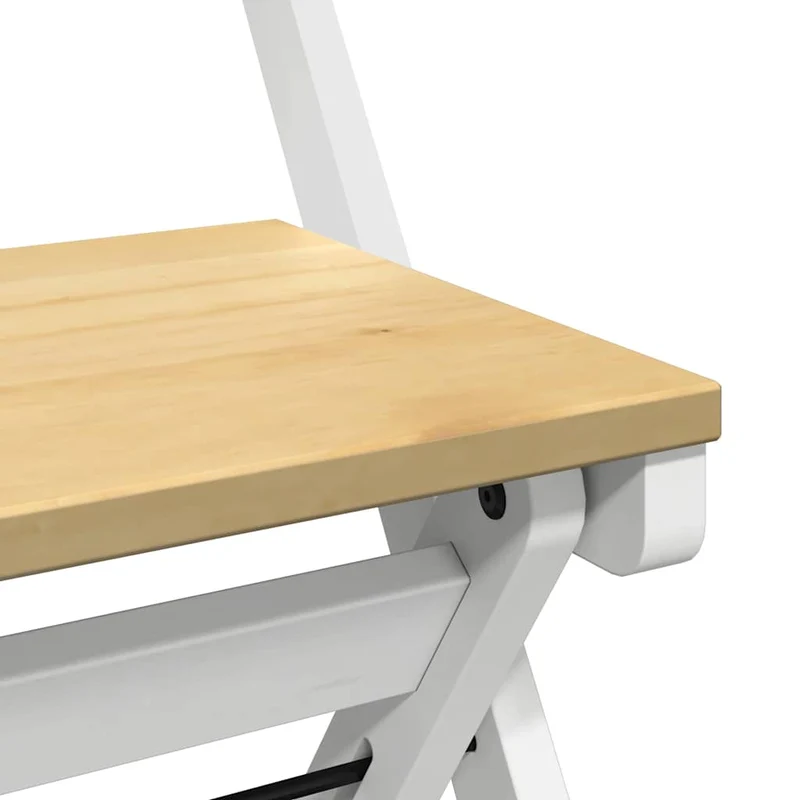 Lot de 4 chaises de cuisine ou salle à manger pliables en bois de pin et MDF blanc DEC026288