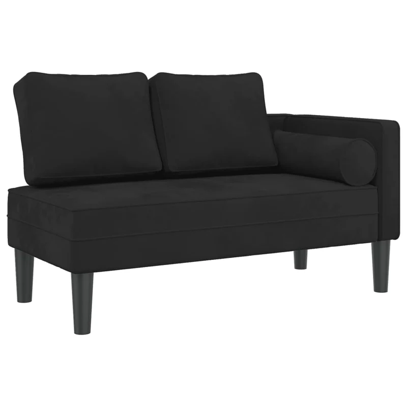 Méridienne chaise longue pour intérieur avec coussins en velours noir DEC026092