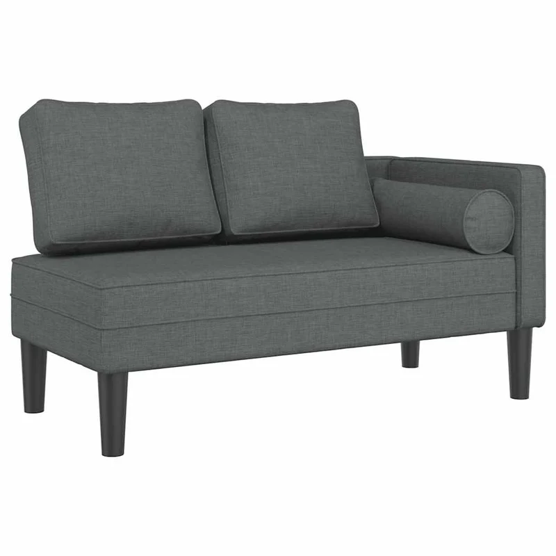 Méridienne chaise longue canapé pour intérieur avec coussins en tissu gris foncé DEC026078