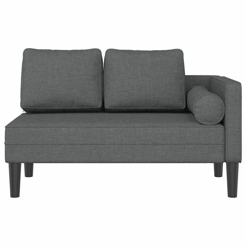 Méridienne chaise longue canapé pour intérieur avec coussins en tissu gris foncé DEC026078