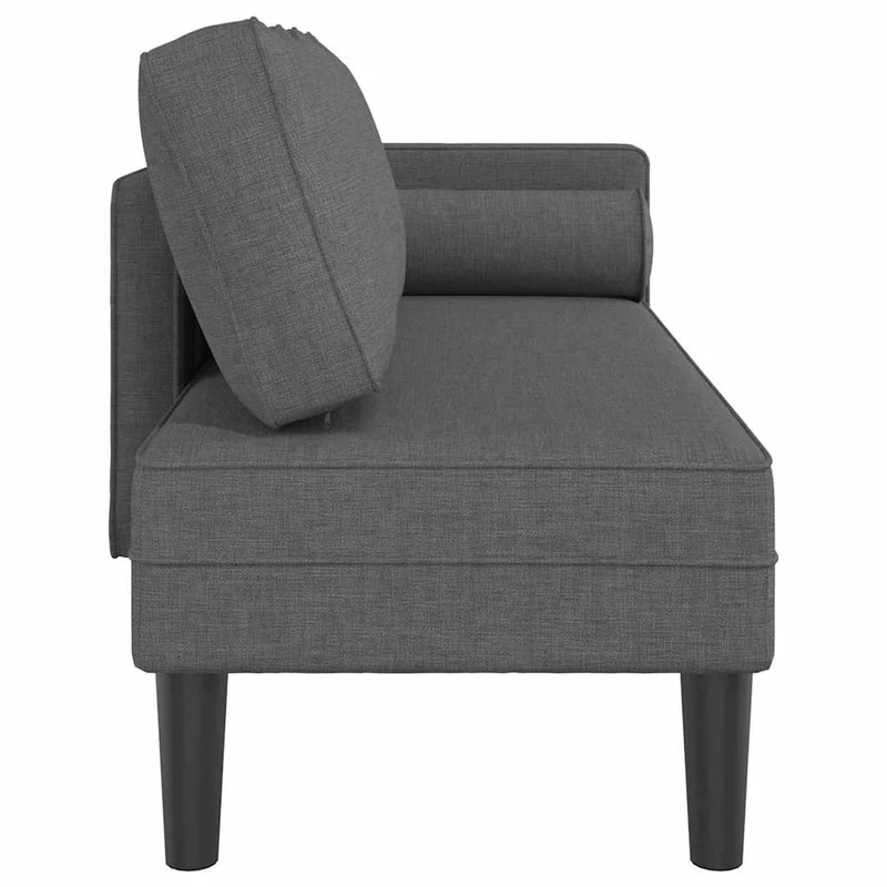 Méridienne chaise longue canapé pour intérieur avec coussins en tissu gris foncé DEC026078