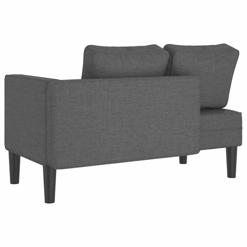 Méridienne chaise longue canapé pour intérieur avec coussins en tissu gris foncé DEC026078